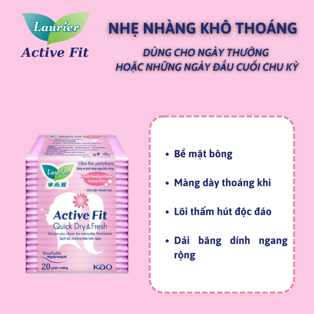 Băng vệ sinh Laurier hàng ngày siêu mỏng hương hoa 20 miếng