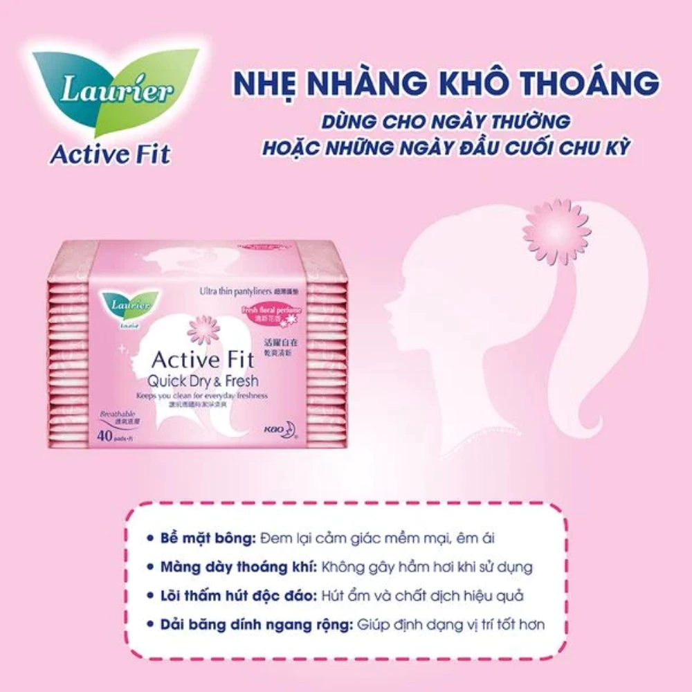 Băng vệ sinh Laurier hàng ngày siêu mỏng hương hoa 40 miếng