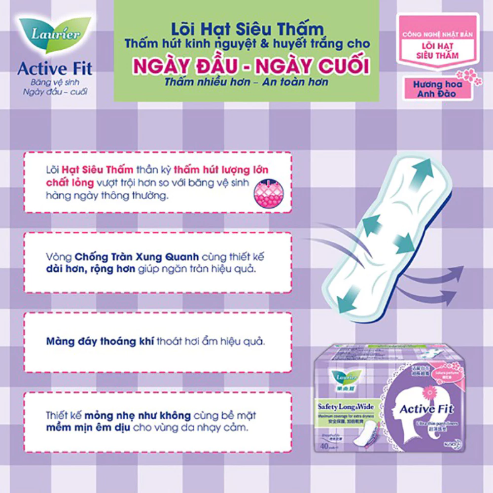 Băng vệ sinh Laurier hàng ngày siêu mỏng không hương 20/40 miếng