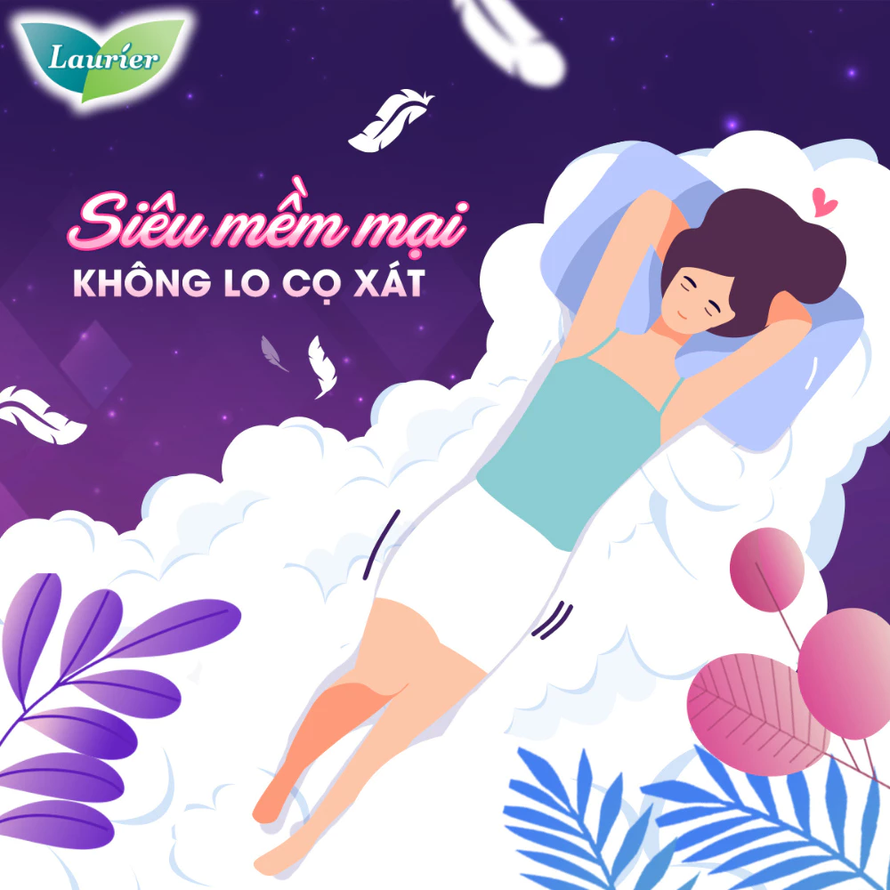 Băng vệ sinh Laurier Safety Night ban đêm chống tràn 30cm 4/8 miếng