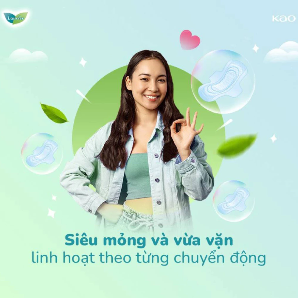 Băng vệ sinh Laurier siêu mỏng bảo vệ 1mm 30cm 8 miếng