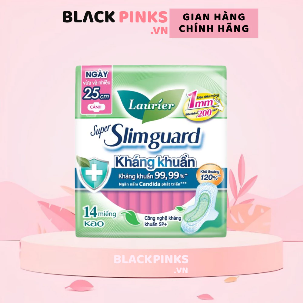 Băng vệ sinh Laurier siêu mỏng cánh kháng khuẩn 25cm 7/14 miếng