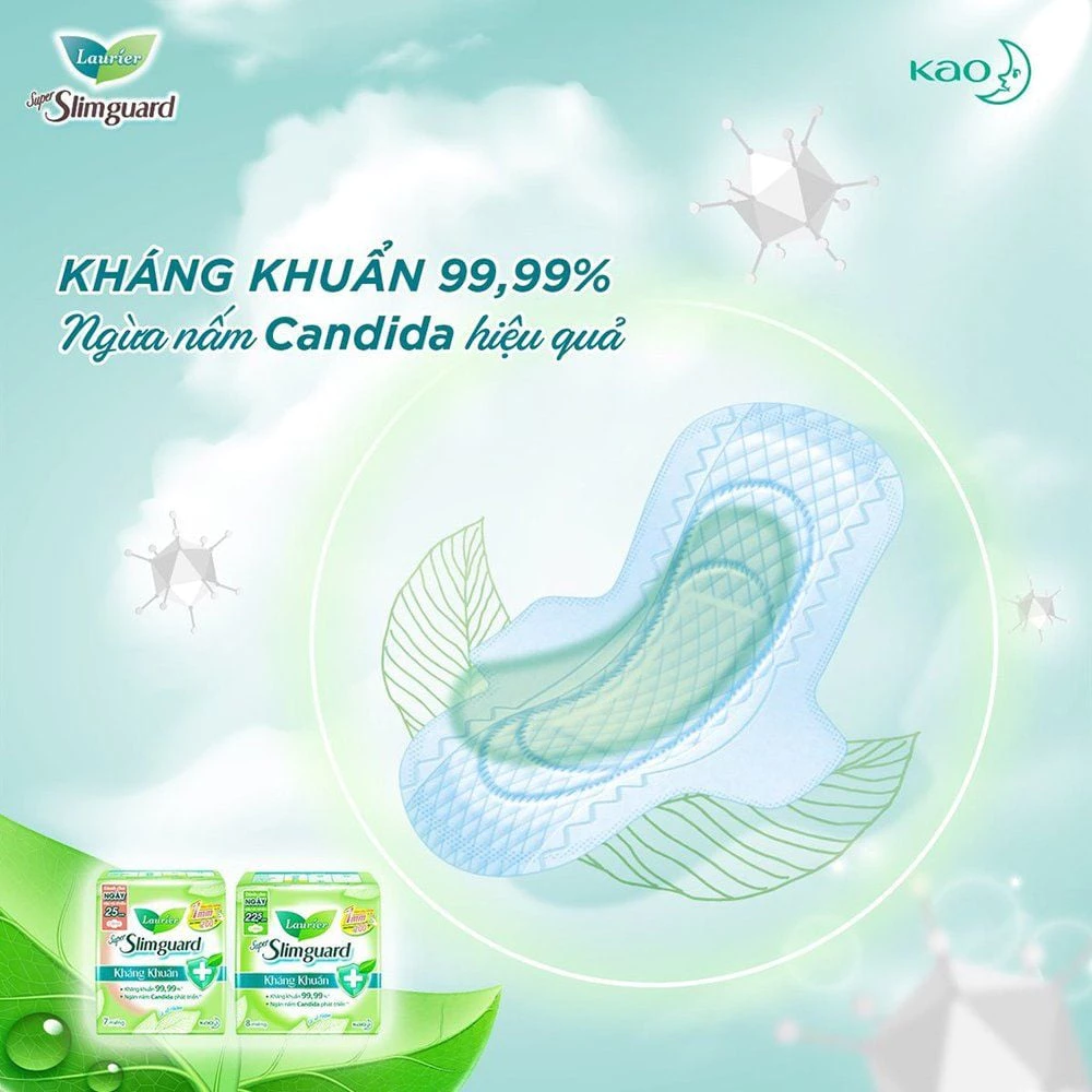 Băng vệ sinh Laurier siêu mỏng cánh kháng khuẩn 25cm 7/14 miếng