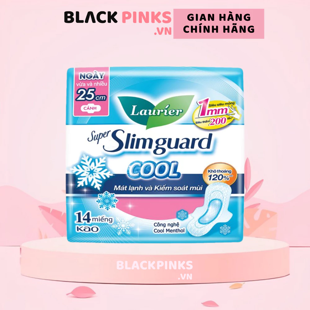 Băng vệ sinh Laurier siêu mỏng mát lạnh và kiểm soát mùi 25cm 7/14 miếng