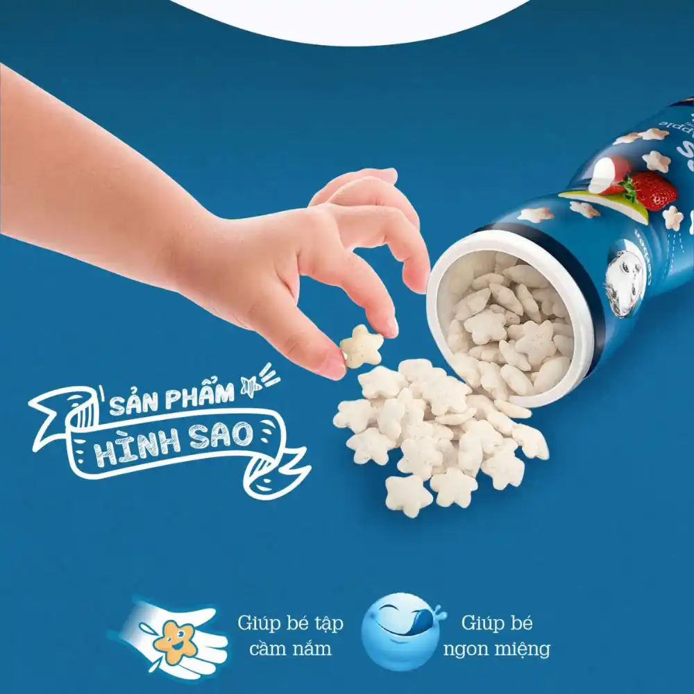 Bánh ăn dặm Gerber ngôi sao vị việt quất /chuối /dâu táo 42g cho bé trên 8 tháng tuổi