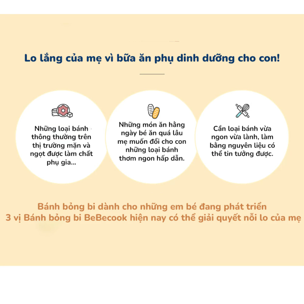Bánh bỏng bi Bebecook vị đậu/ vị phô mai/ vị chuối và đậu đỏ 25g dành cho bé trên 12 tháng tuổi
