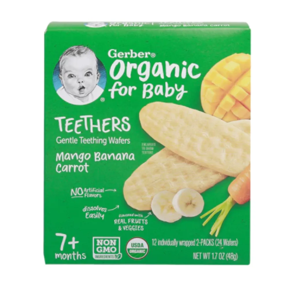 Bánh gạo ăn dặm Gerber Organic vị việt quất, táo, củ cải đỏ /xoài, chuối, cà rốt 48g