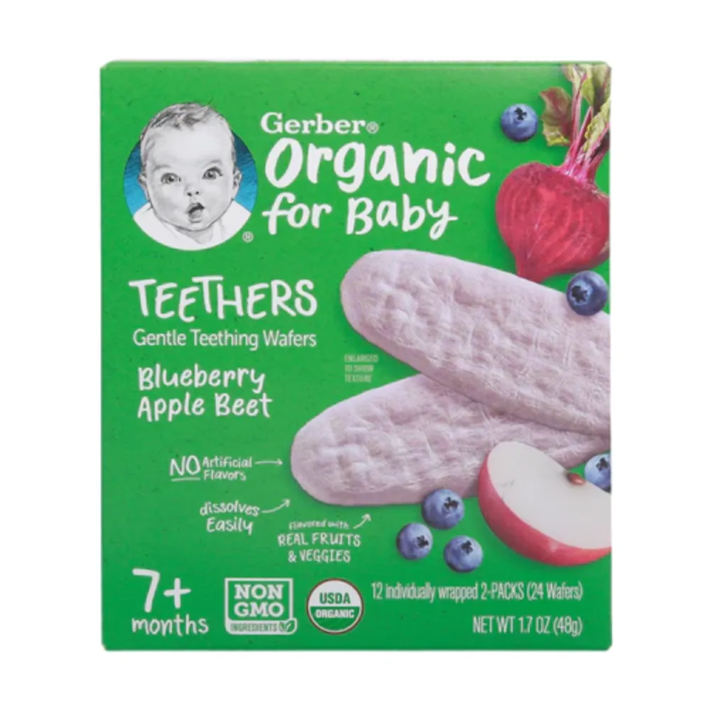 Bánh gạo ăn dặm Gerber Organic vị việt quất, táo, củ cải đỏ /xoài, chuối, cà rốt 48g