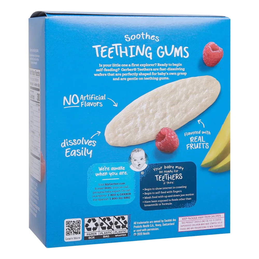 Bánh gạo ăn dặm Gerber vị xoài, mâm xôi /dâu, táo, cải bó xôi /chuối, đào 48g