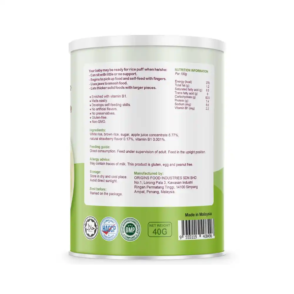 Bánh gạo Babba's Baby vị táo chuối/việt quốc/dâu táo/thanh long đỏ 45g