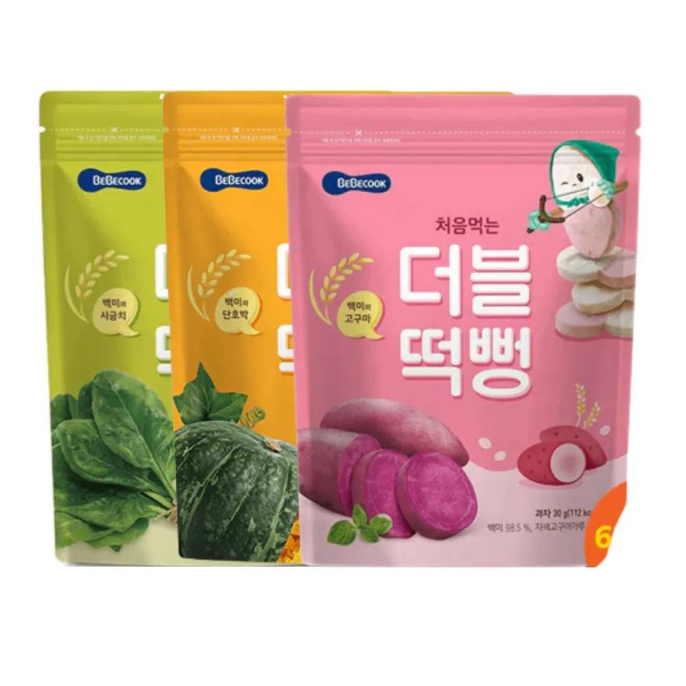 Bánh gạo Bebecook vị gạo và bí ngô /vị gạo và cải bó xôi /vị gạo và khoai lang tím 30g dành cho bé trên 6 tháng tuổi