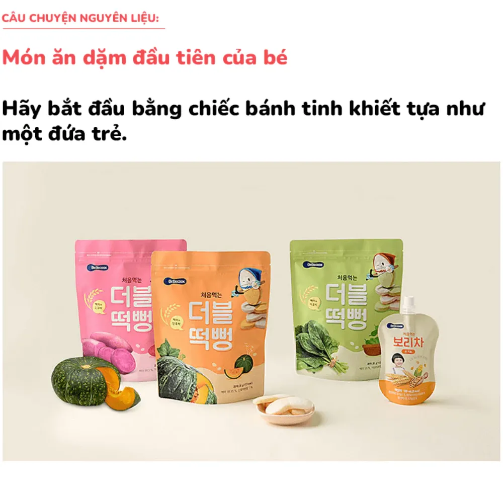 Bánh gạo Bebecook vị gạo và bí ngô /vị gạo và cải bó xôi /vị gạo và khoai lang tím 30g dành cho bé trên 6 tháng tuổi
