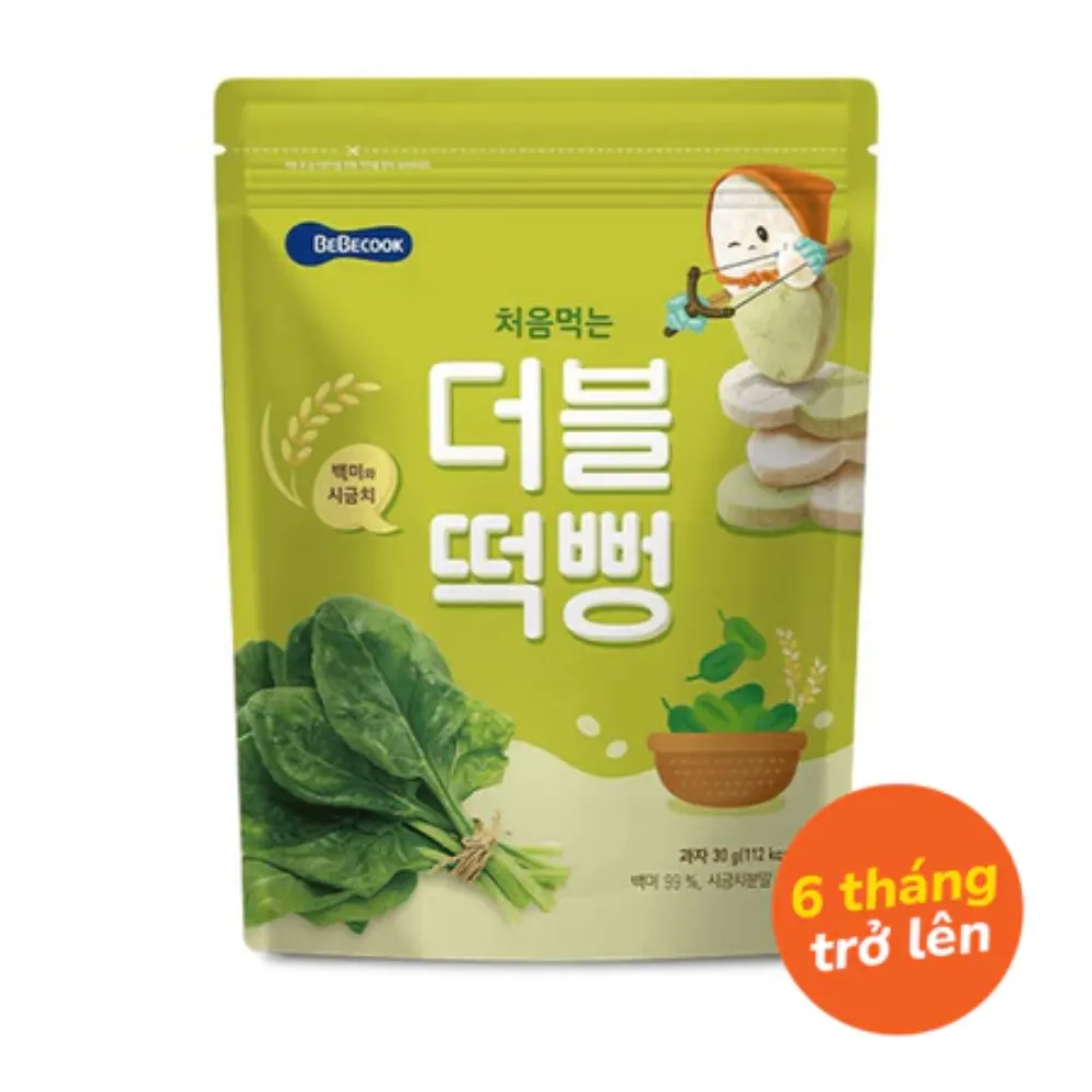 Bánh gạo Bebecook vị gạo và bí ngô /vị gạo và cải bó xôi /vị gạo và khoai lang tím 30g dành cho bé trên 6 tháng tuổi