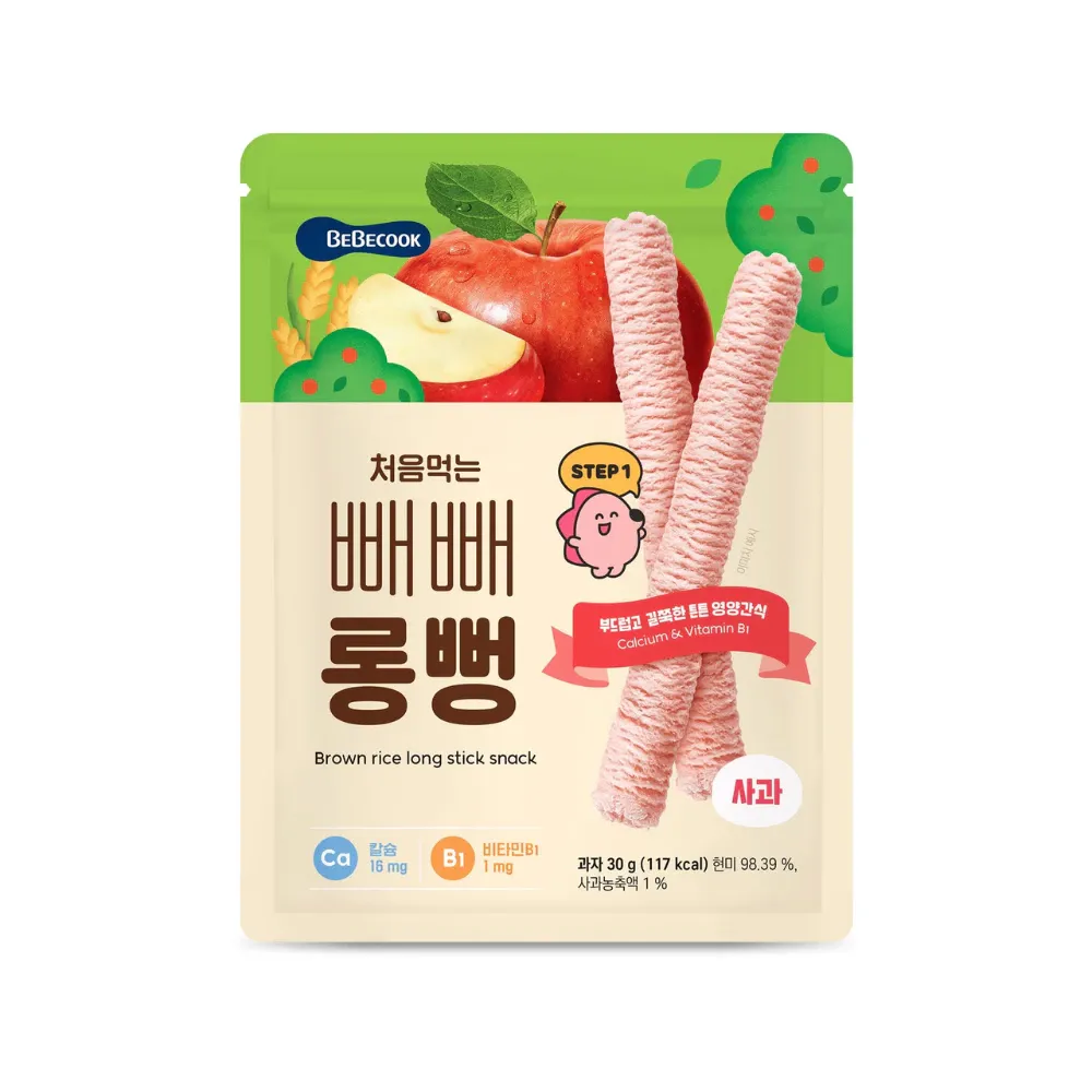 Bánh gạo lứt thanh dài Bebecook vị táo /bí ngô /khoai lang tím /nho xanh 30g dành cho bé trên 7 tháng tuổi