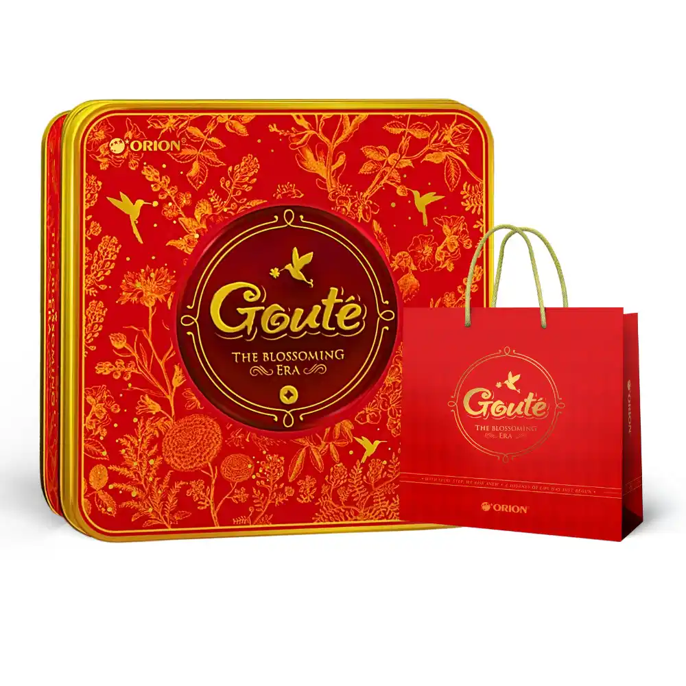 Bánh quy mè giòn Goute hộp thiếc Solo 475.2g (12 gói)