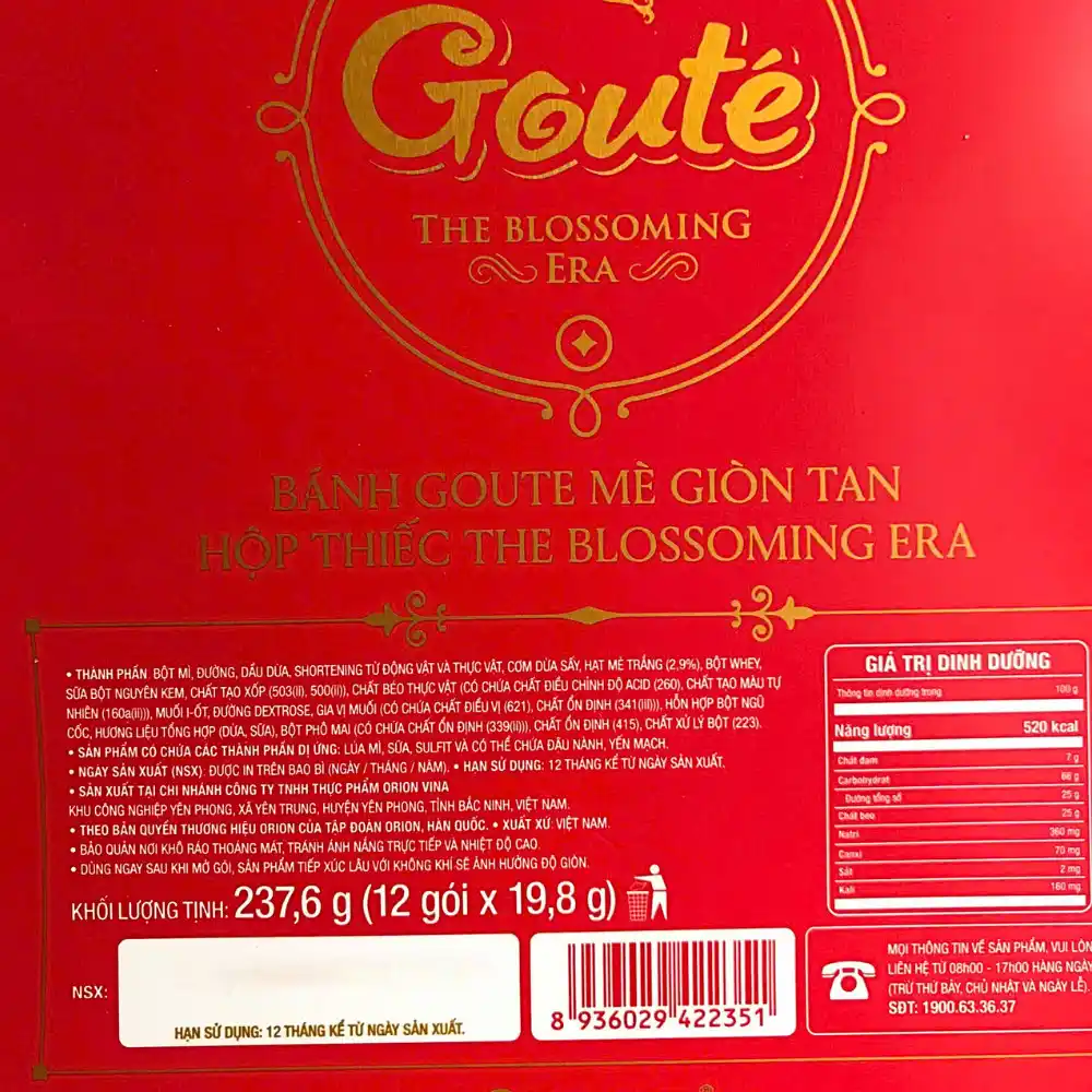 Bánh quy mè giòn Goute hộp thiếc Solo 475.2g (12 gói)