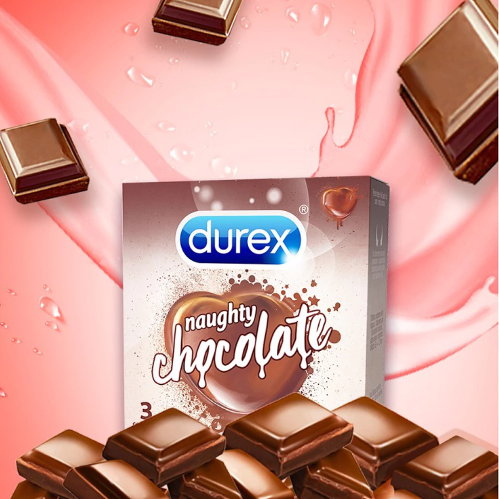 Bao cao su Durex hương dâu và hương socola size 52mm (hộp 3 cái)