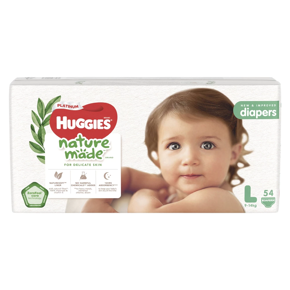 Bỉm dán/quần Huggies Platinum nature made size NB60/S82/M64/L54/M58/L44/XL38/XXL26 cho bé từ 4 - trên 15kg