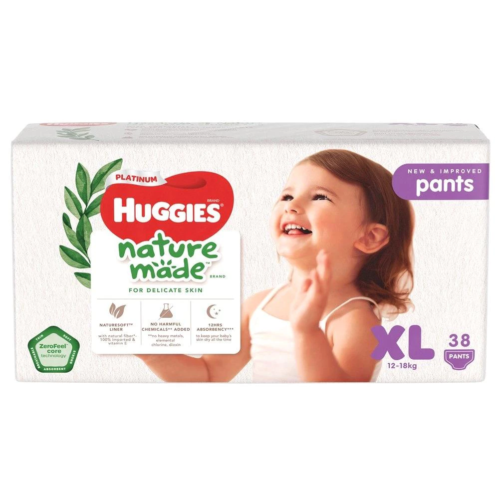 Bỉm dán/quần Huggies Platinum nature made size NB60/S82/M64/L54/M58/L44/XL38/XXL26 cho bé từ 4 - trên 15kg