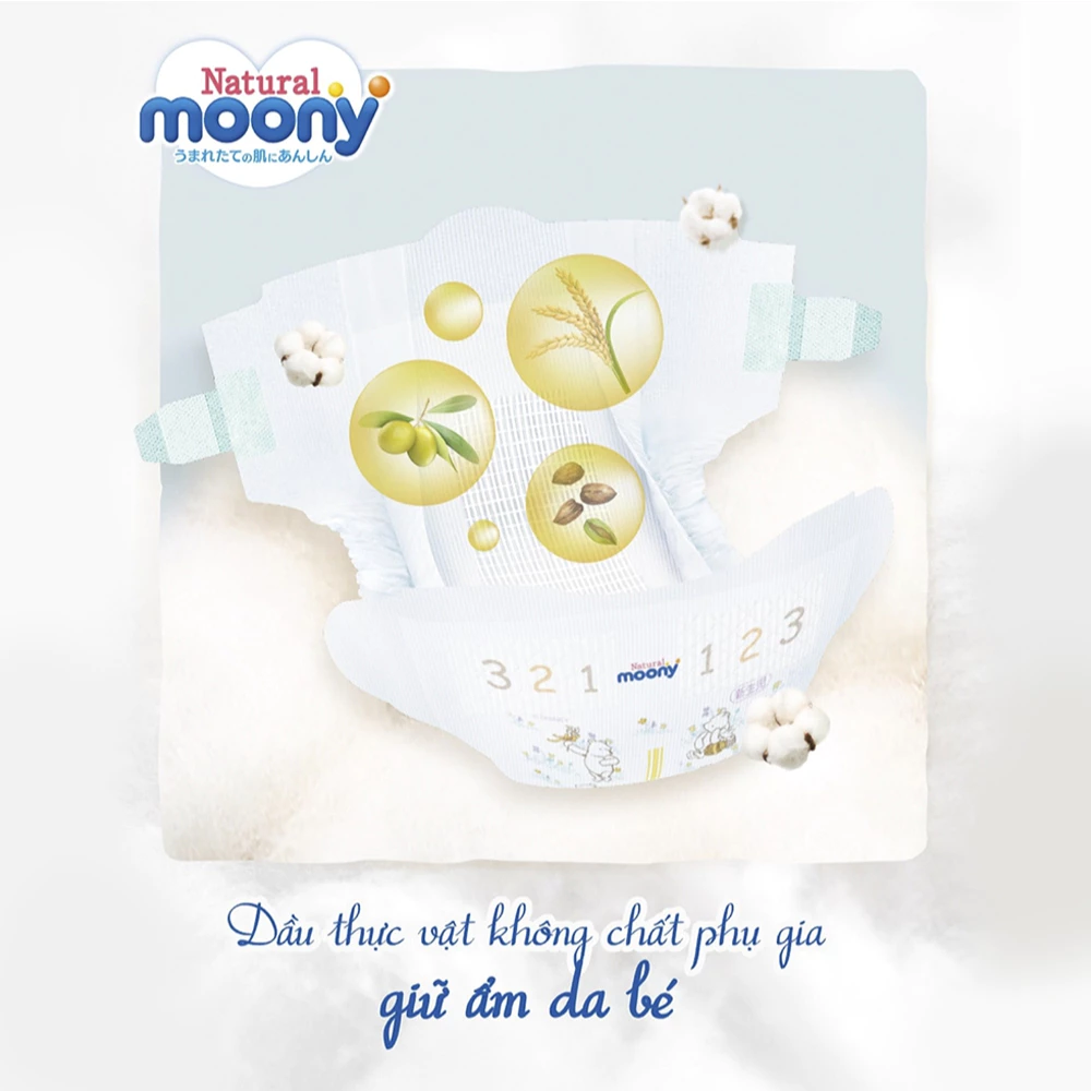 Bỉm/Tã dán, quần Moony Natural nội địa Nhật đủ size cho bé