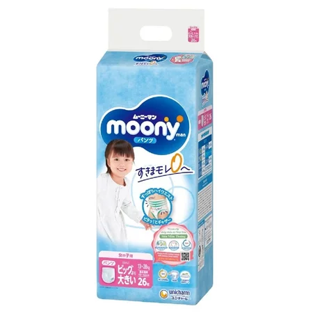 Bỉm/Tã dán, quần Moony xanh tiêu chuẩn đủ size cho bé