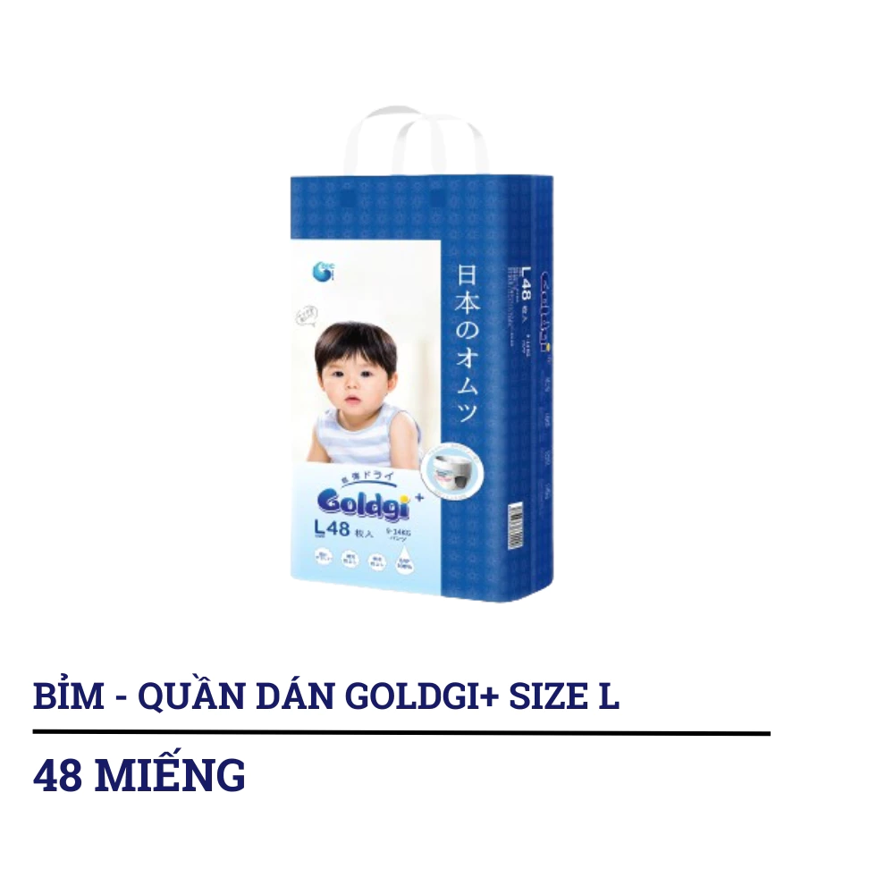 Bỉm - Tã dán/tã quần Goldgi+ size NB92/S84/M66/L56/M60/L48/XL44/XXL32 (từ dưới 5kg đến trên 15kg)