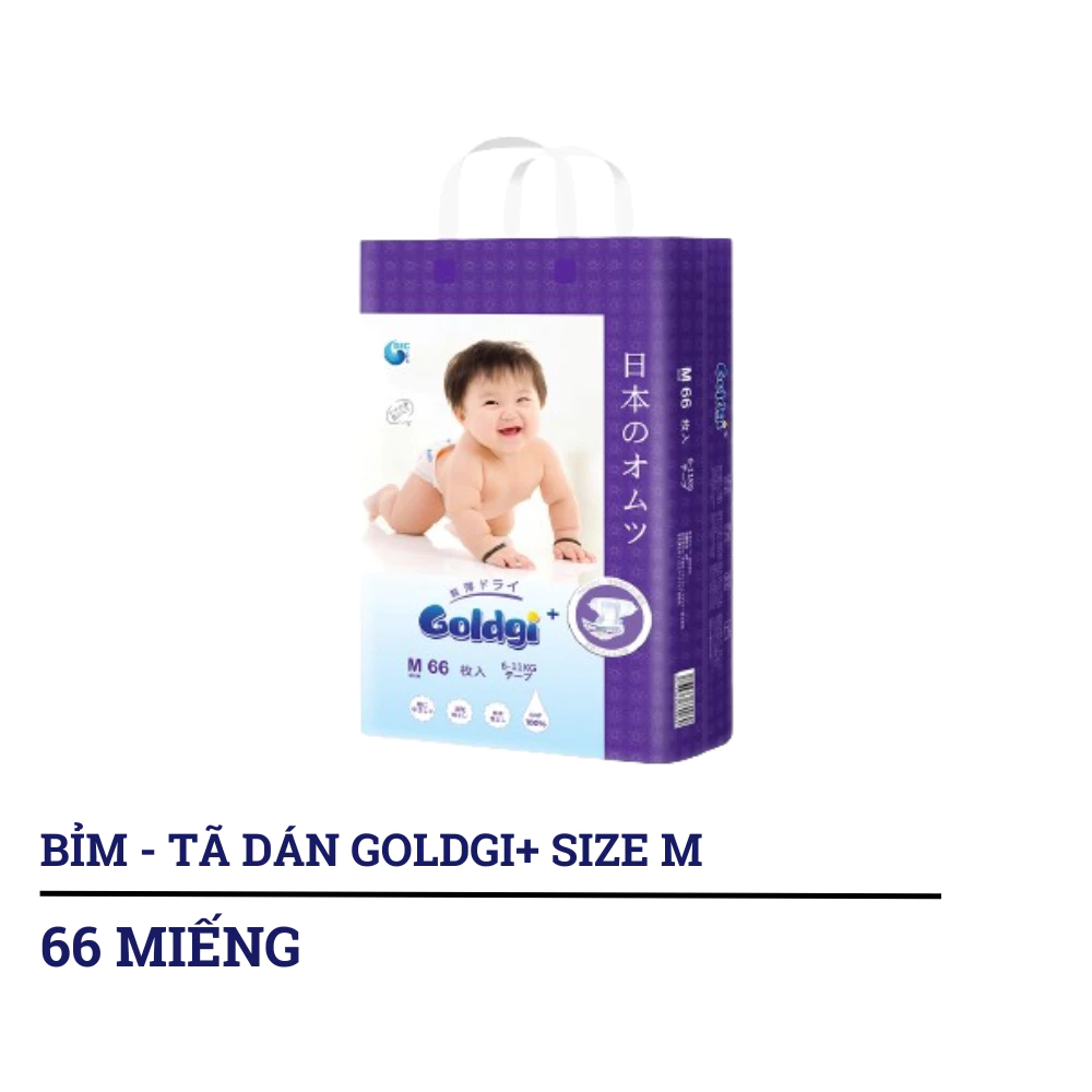 Bỉm - Tã dán/tã quần Goldgi+ size NB92/S84/M66/L56/M60/L48/XL44/XXL32 (từ dưới 5kg đến trên 15kg)