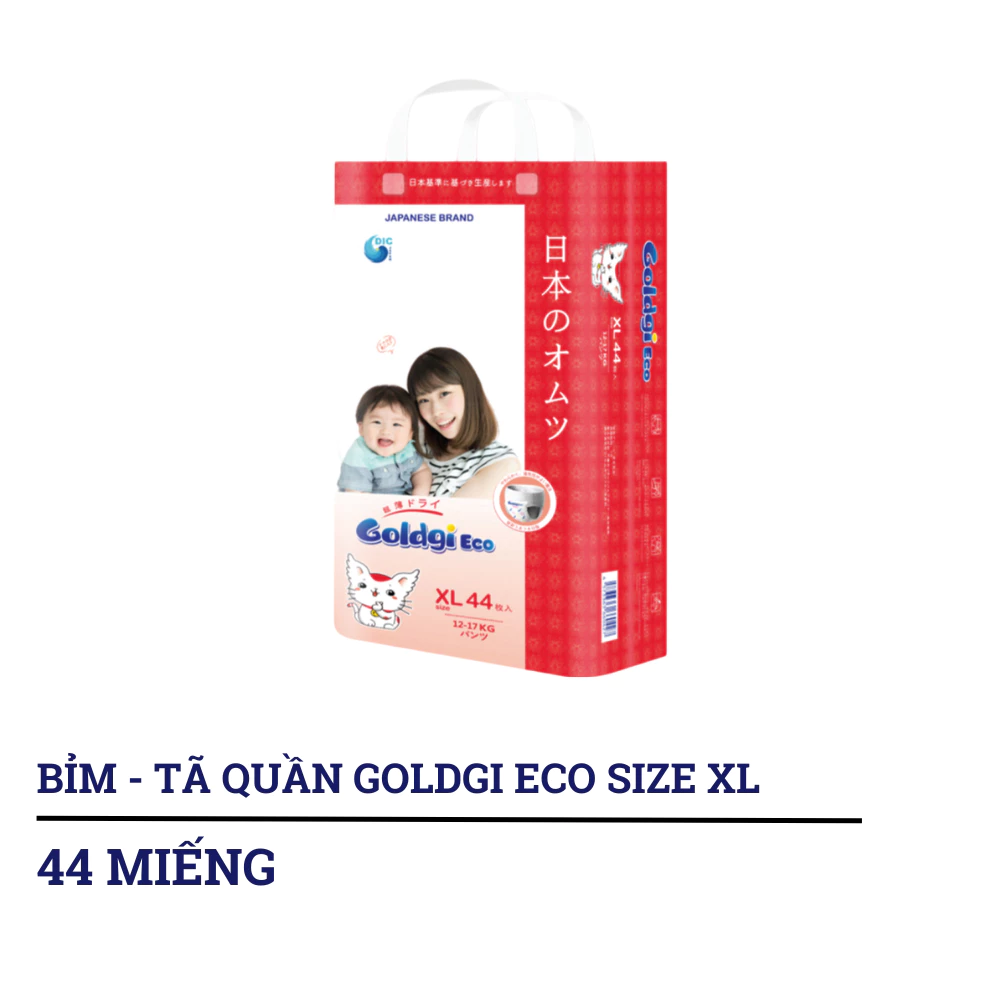 Bỉm - Tã quần Goldgi Eco size M54/L48/XL44/XXL32 (từ 6 đến trên 15kg)