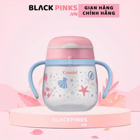 Bình nước Combi LakuMug bước 5 dung tích 240ml cá xanh/bãi biển/khủng long/đám mây/cừu trắng