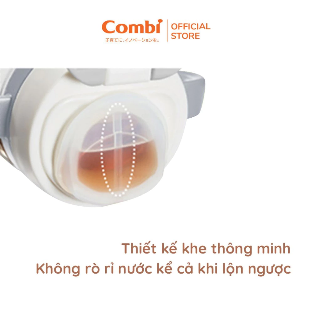 Bình nước Combi LakuMug bước 5 dung tích 240ml cá xanh/bãi biển/khủng long/đám mây/cừu trắng