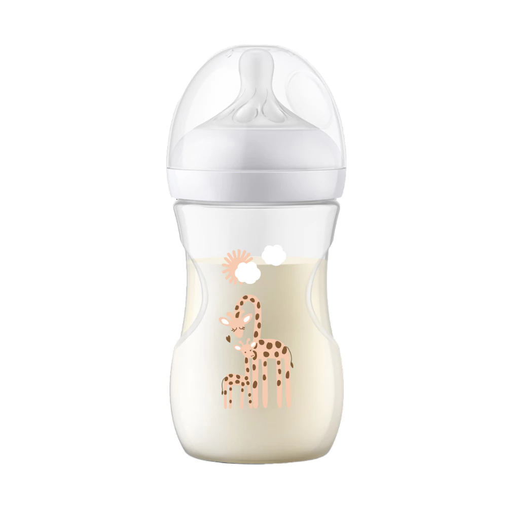 Bình sữa mô phỏng tự nhiên mới hiệu Philips Avent hươu cao cổ/gấu trúc 260ml đơn