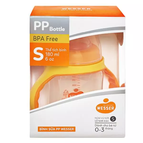 Bình sữa PP Wesser cổ rộng 180ml/ 260ml