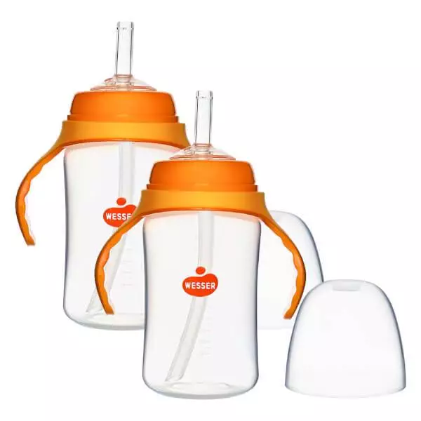 Bình sữa PP Wesser cổ rộng 260ml có ống hút