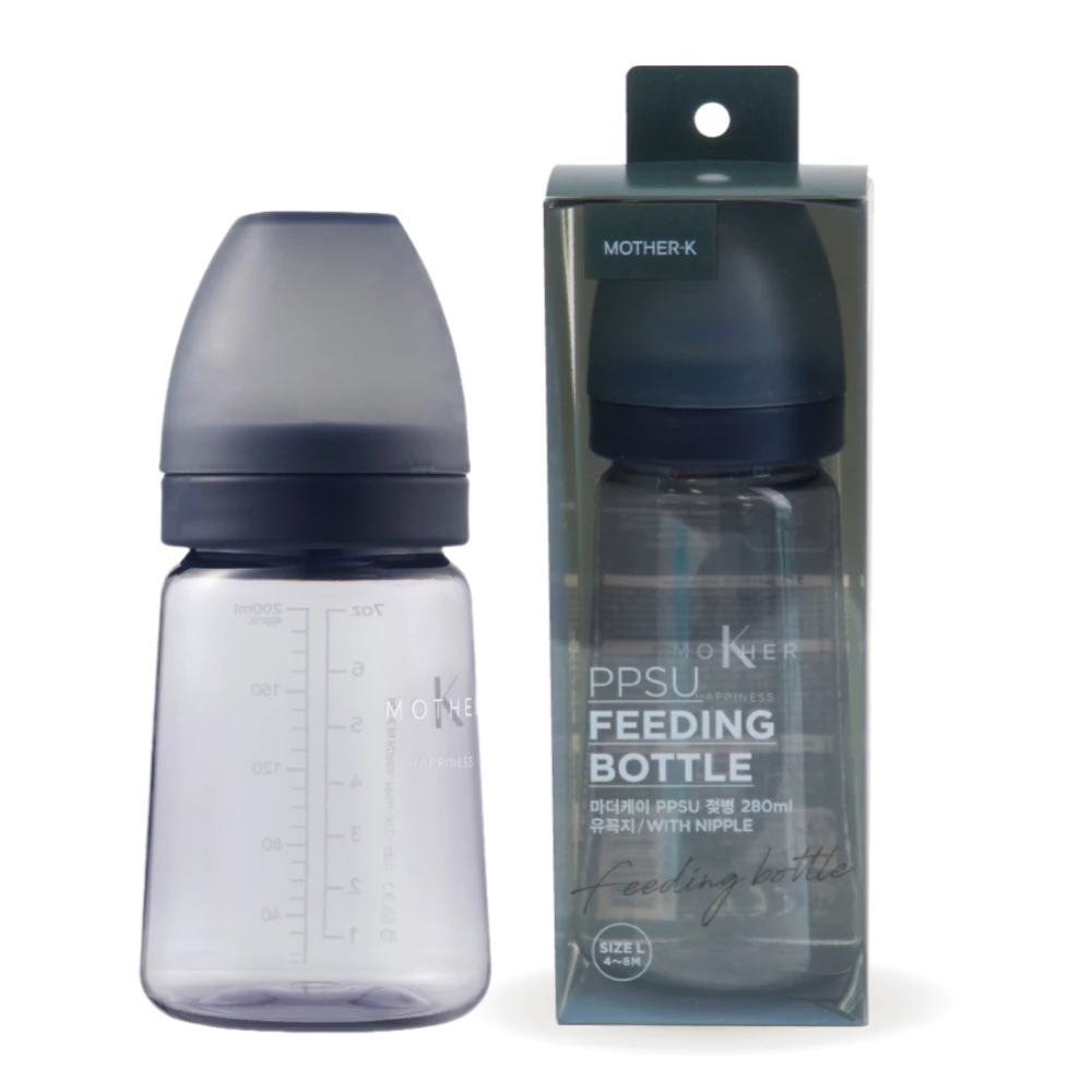 Bình sữa PPSU Hàn Quốc 1 - 2m Mother-K 180ml màu kem/xanh
