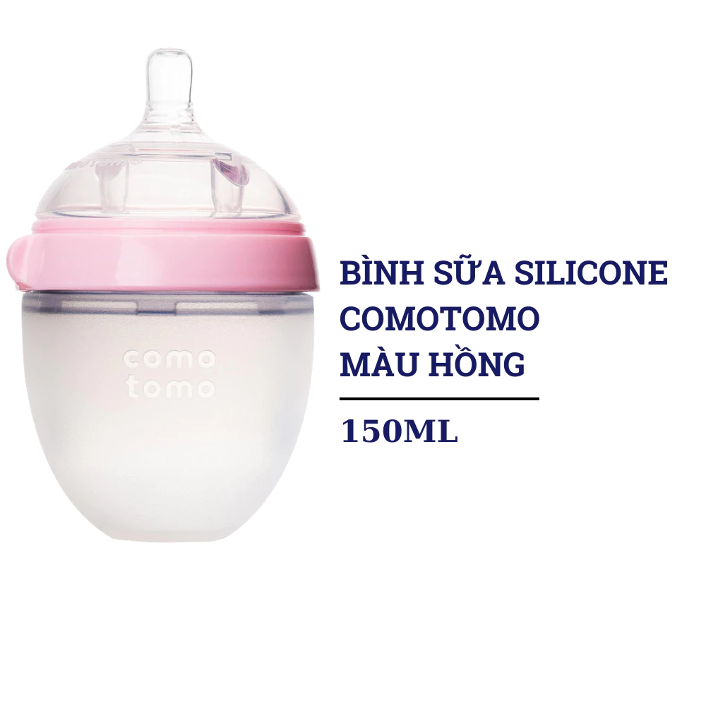 Bình sữa silicone Comotomo 150ml - xanh/hồng