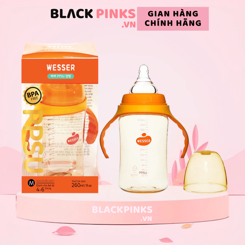 Bình sữa Wesser PPSU cổ rộng 180ml/ 260ml