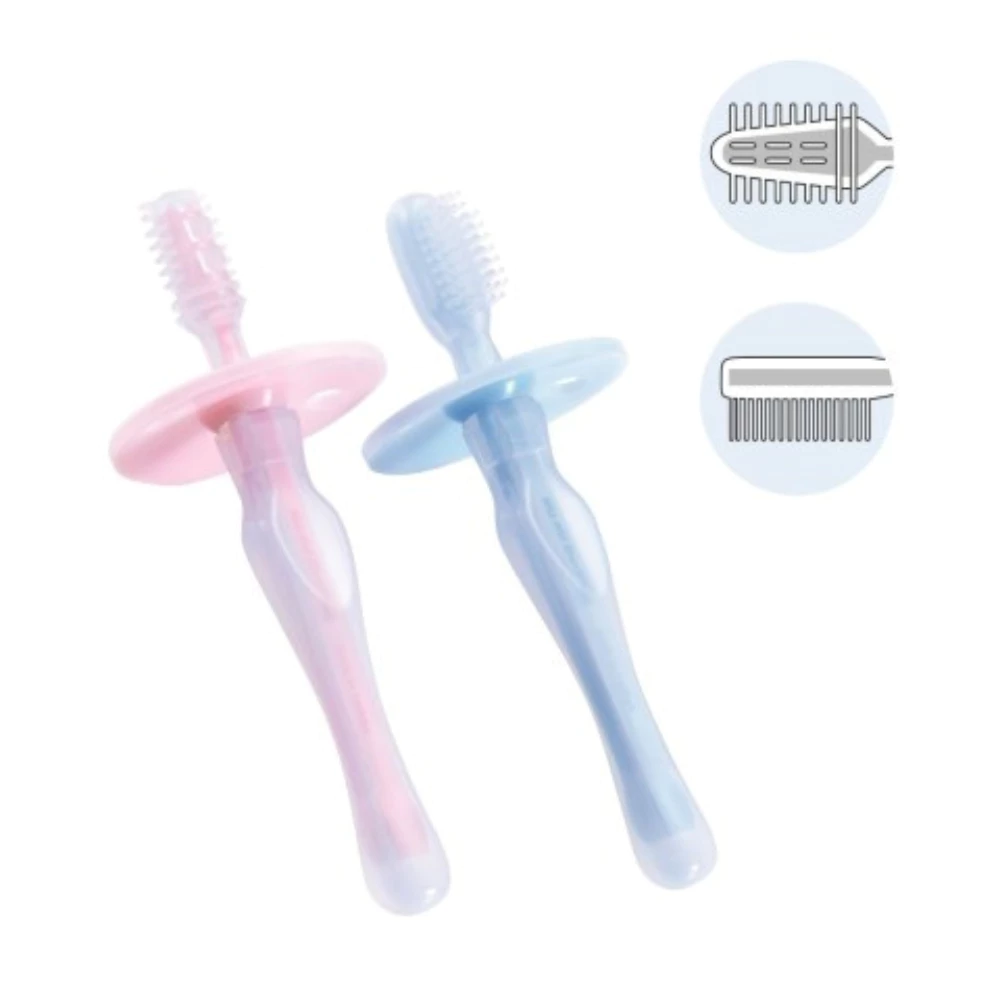 Bộ 2 bàn chải cho bé KuKu silicone mềm dành cho bé từ 6 tháng tuổi - màu ngẫu nhiên