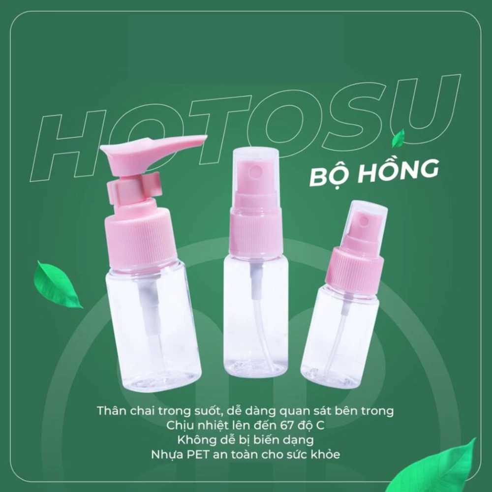 Bộ chiết mỹ phẩm Hotosu (9 món) - màu hồng/màu xanh