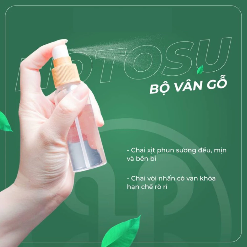 Bộ chiết mỹ phẩm Hotosu vân gỗ (8 món)