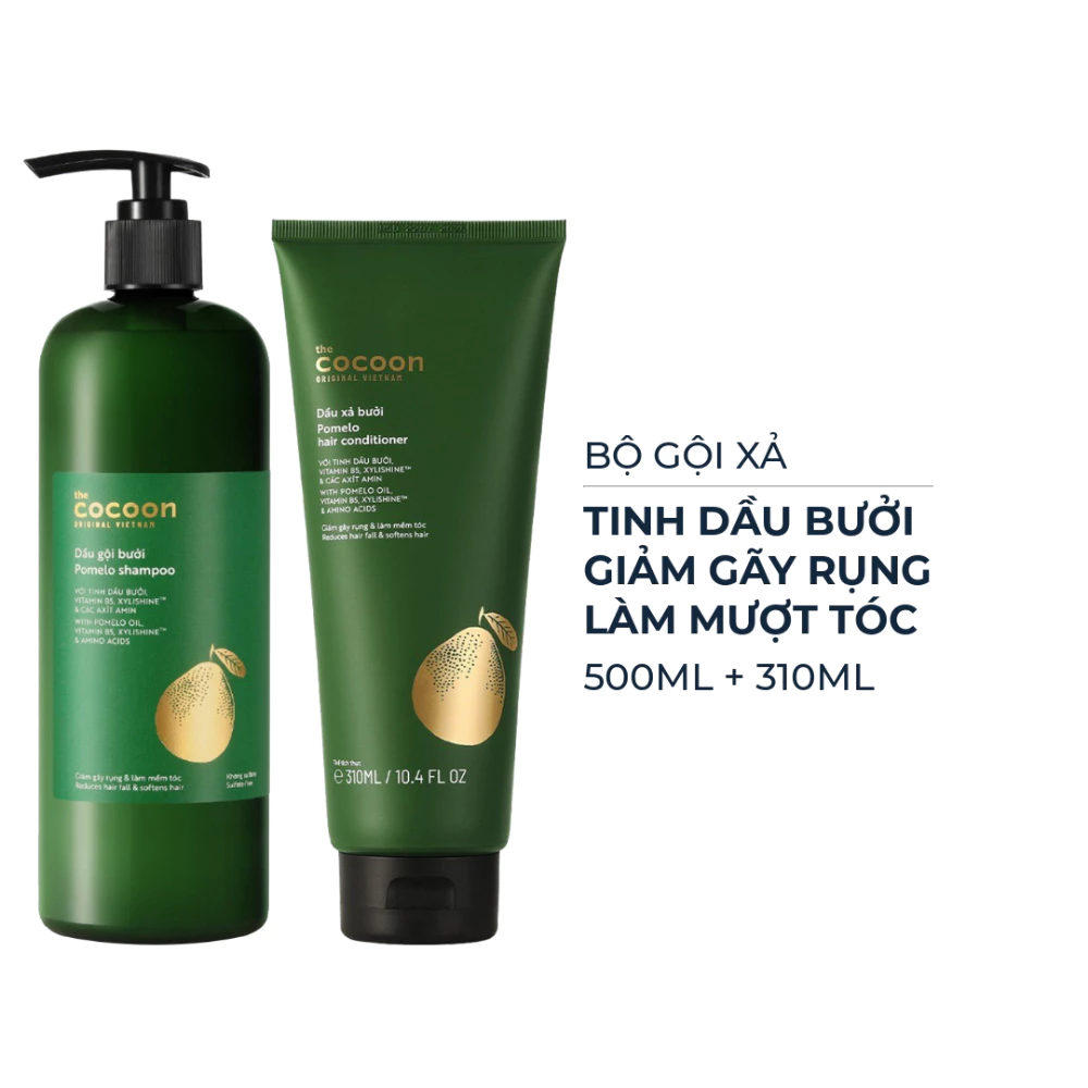 Bộ gội xả bưởi Cocoon giảm gãy rụng tóc 500ml + 310ml