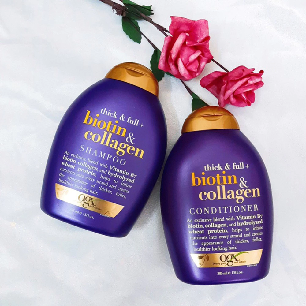 Bộ gội xả OGX Biotin & Collagen làm dày tóc 2x385ml