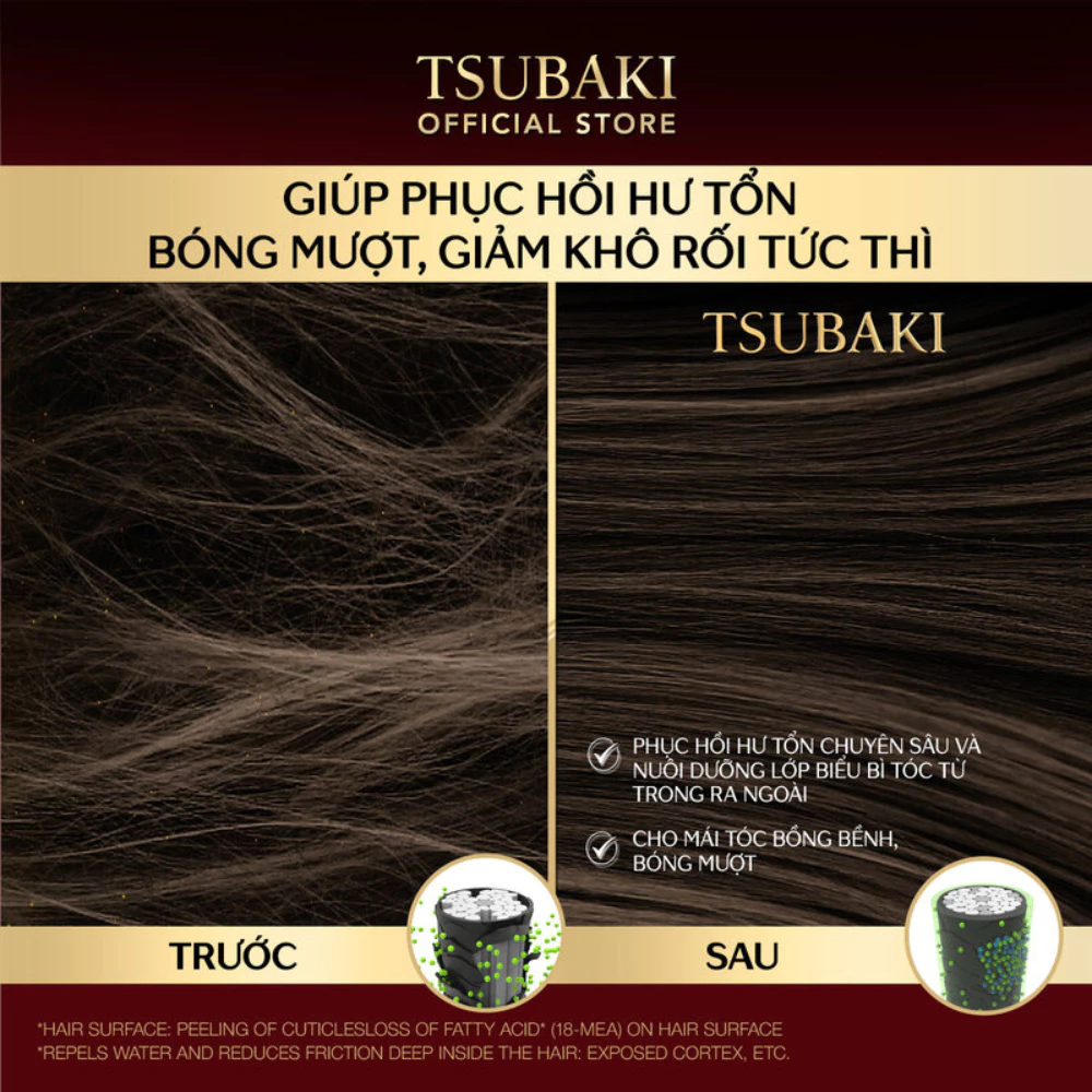 Bộ gội xả Tsubaki dưỡng tóc bóng mượt 490ml x 2