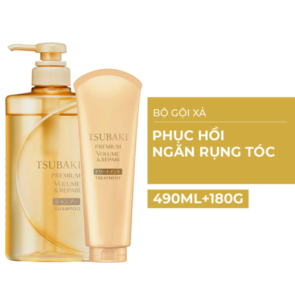Bộ gội xả Tsubaki phục hồi ngăn rụng tóc 490ml + 180g