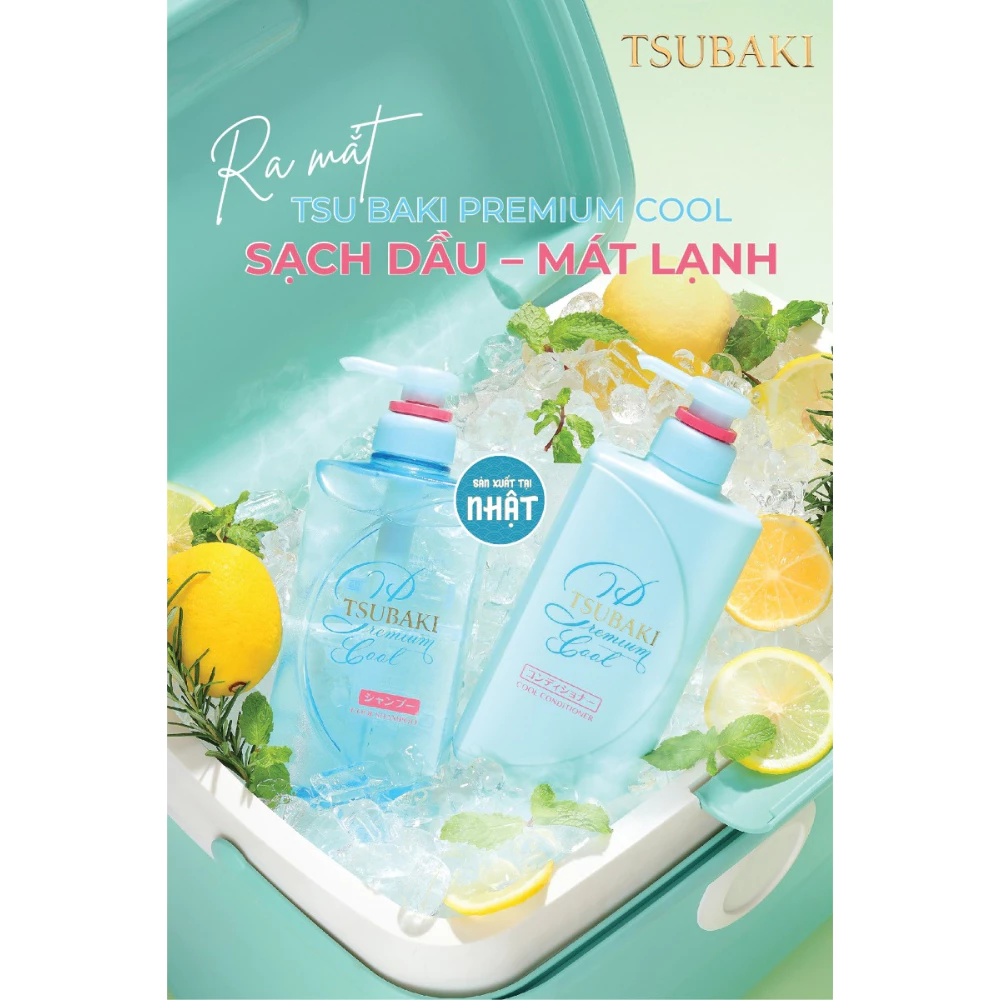 Bộ gội xả Tsubaki sạch dầu mát lạnh (490ml/chai)