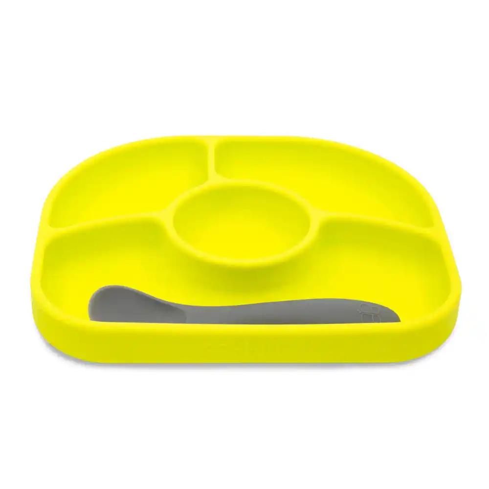 Bộ khay ăn kèm thìa silicone (FDA) bbluv Yumi Aqua/Lime dành cho bé từ 4 tháng tuổi