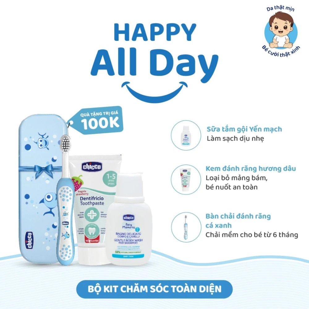 Bộ Kit Chicco Happy All Day cá xanh /hình bướm hoa