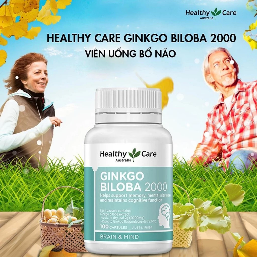Bổ não Healthy Care Ginkgo Biloba 2000 200 viên (12Y+)