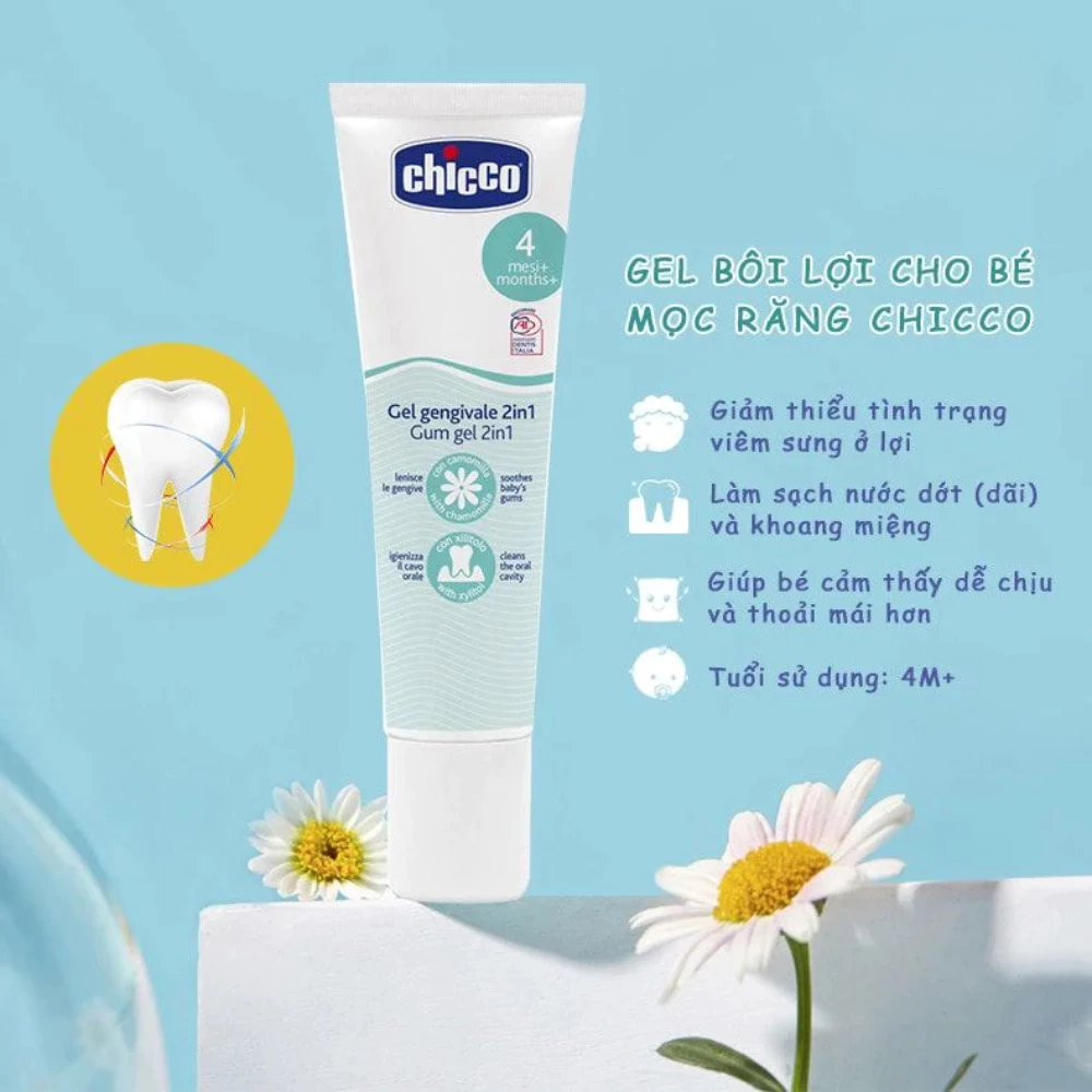 Bộ rơ lưỡi và Gel bôi lợi cho bé mọc răng Chicco