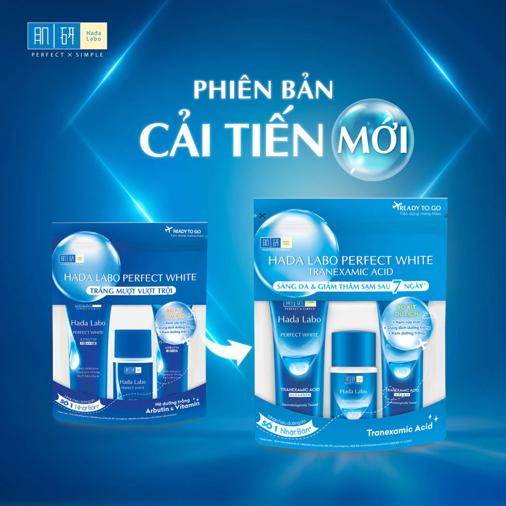 Bộ sản phẩm Hada Labo dưỡng sáng da 3 Món