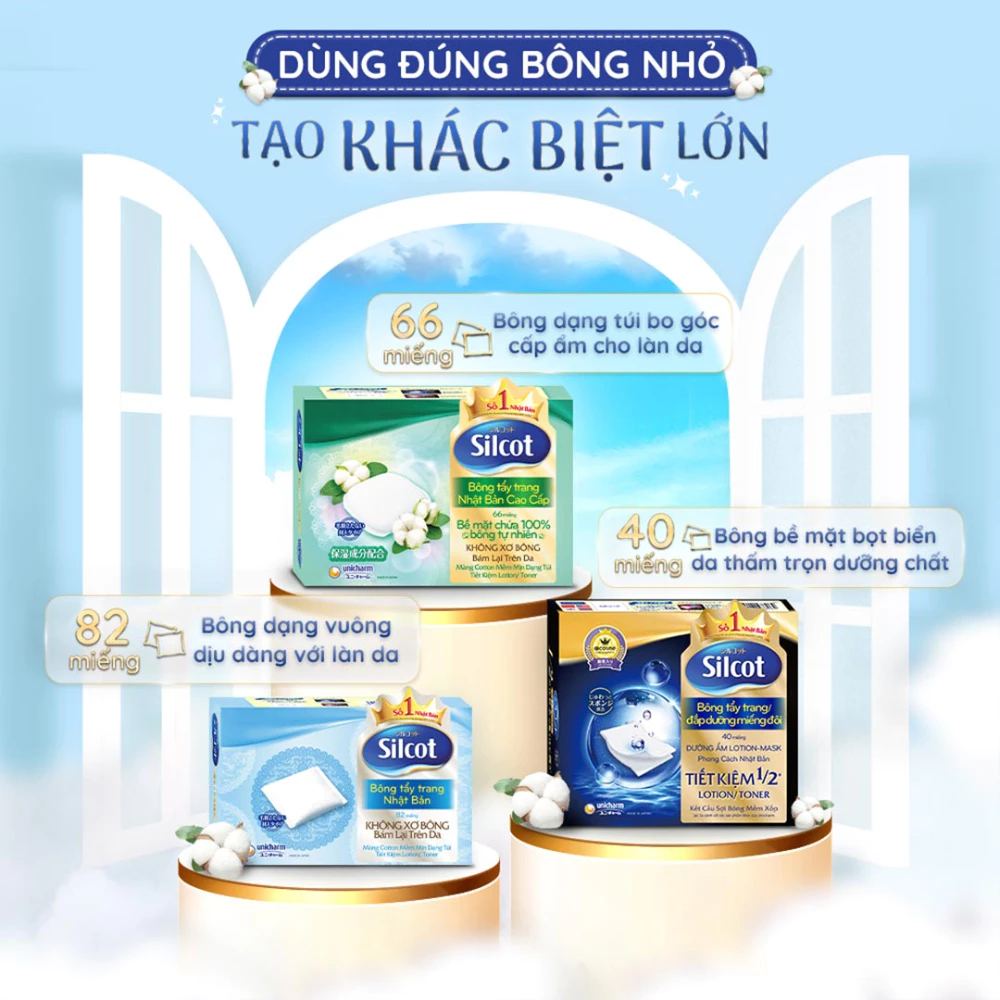 Bông đắp dưỡng Silcot miếng đôi hộp 40 miếng